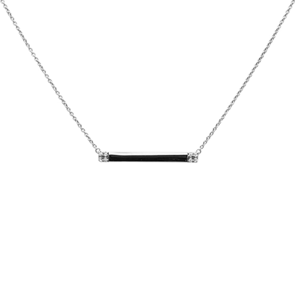 DIAMOND CLOSEOUT! .07ct 14K White Gold Diamond Bar Pendant Necklace 18" Long
