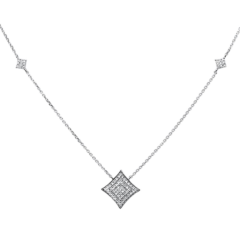 DIAMOND CLOSEOUT!  .27ct 14k White Gold Diamond Modern Pendant Necklace 18" Long