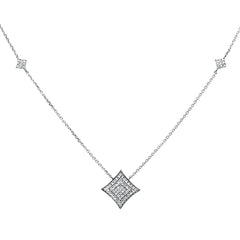 DIAMOND CLOSEOUT!  .27ct 14k White Gold Diamond Modern Pendant Necklace 18" Long