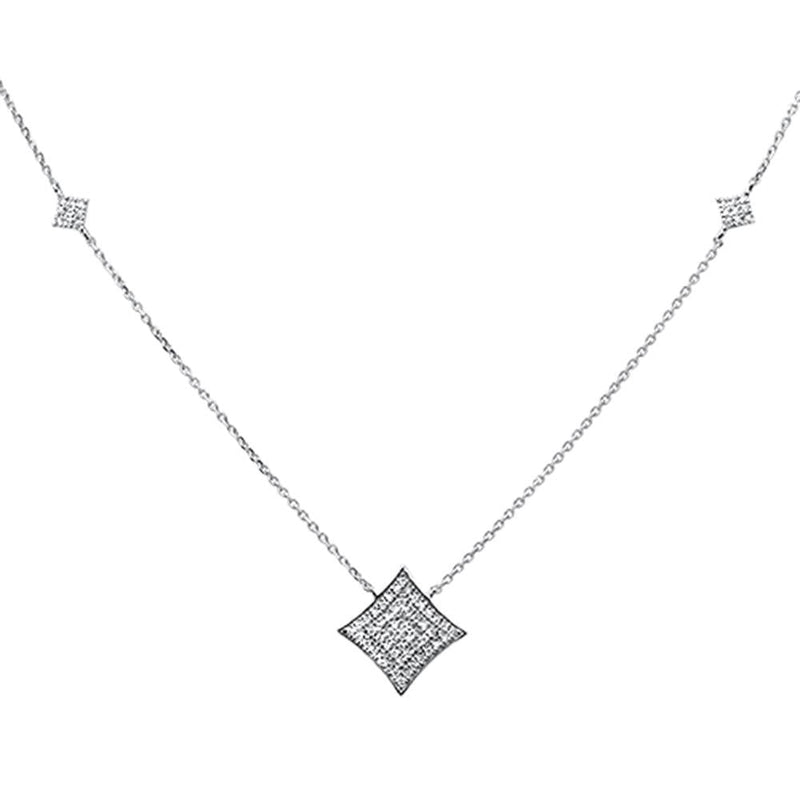 DIAMOND CLOSEOUT!  .27ct 14k White Gold Diamond Modern Pendant Necklace 18" Long