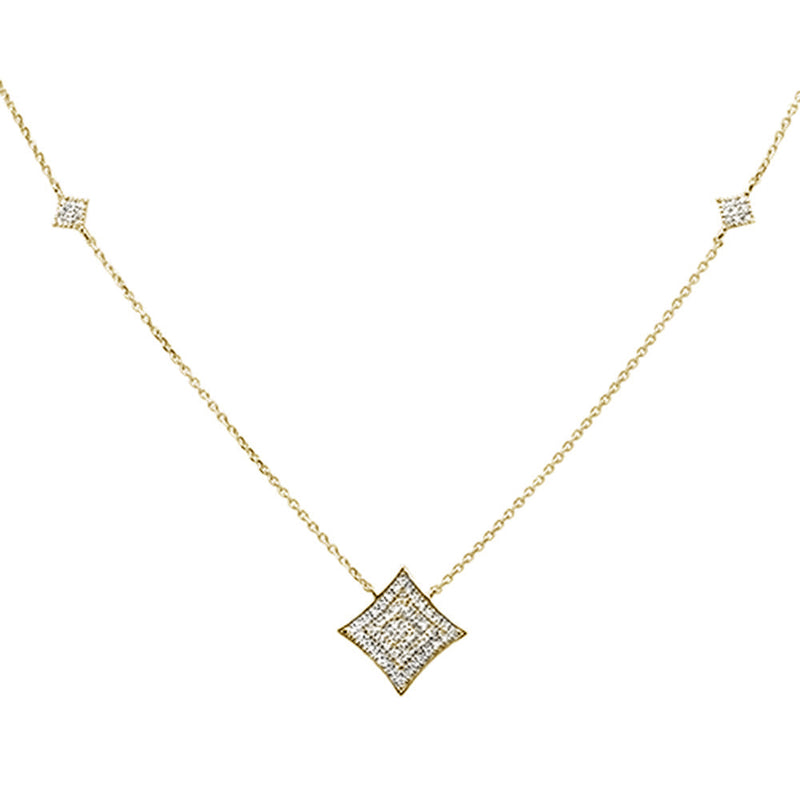 DIAMOND CLOSEOUT! .27ct 14k Yellow Gold Diamond Modern Pendant Necklace 18" Long