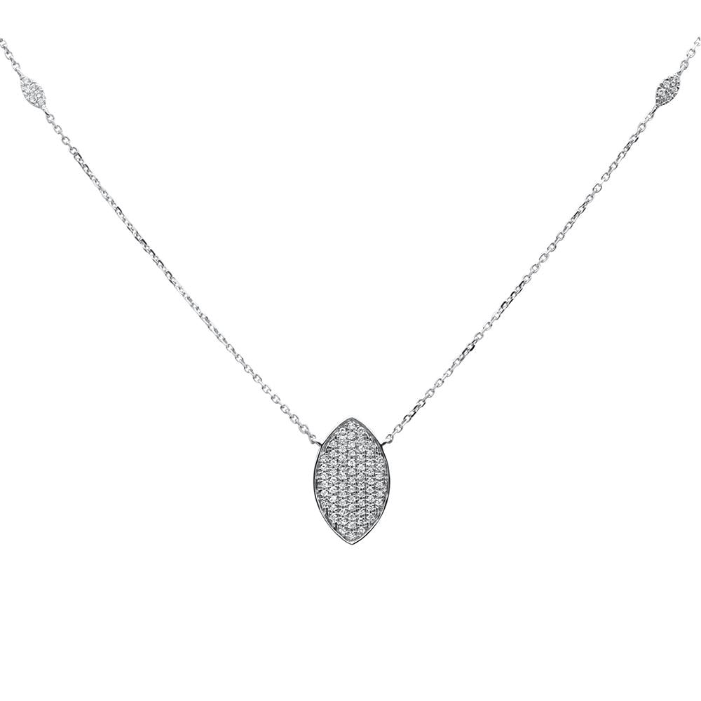 DIAMOND CLOSEOUT! .26ct 14k White Gold Diamond Marquise Shape Modern Pendant Necklace 18"