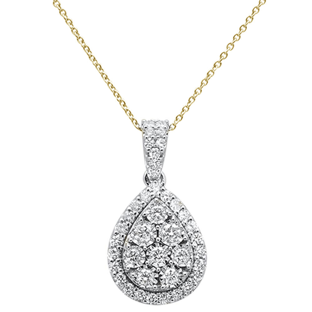 DIAMOND CLOSEOUT!  .99ct 14k Yellow Gold Diamond Teardrop Pendant Necklace 18" Long