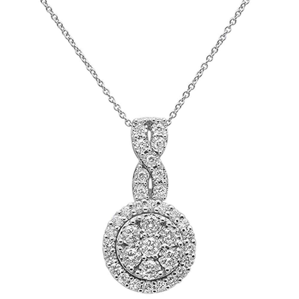 DIAMOND CLOSEOUT! 1.05ct 14k White Gold Diamond Infinity Round Halo Pendant Necklace 18"