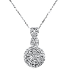 DIAMOND CLOSEOUT! 1.05ct 14k White Gold Diamond Infinity Round Halo Pendant Necklace 18"