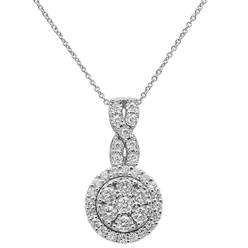 DIAMOND CLOSEOUT! 1.05ct 14k White Gold Diamond Infinity Round Halo Pendant Necklace 18"