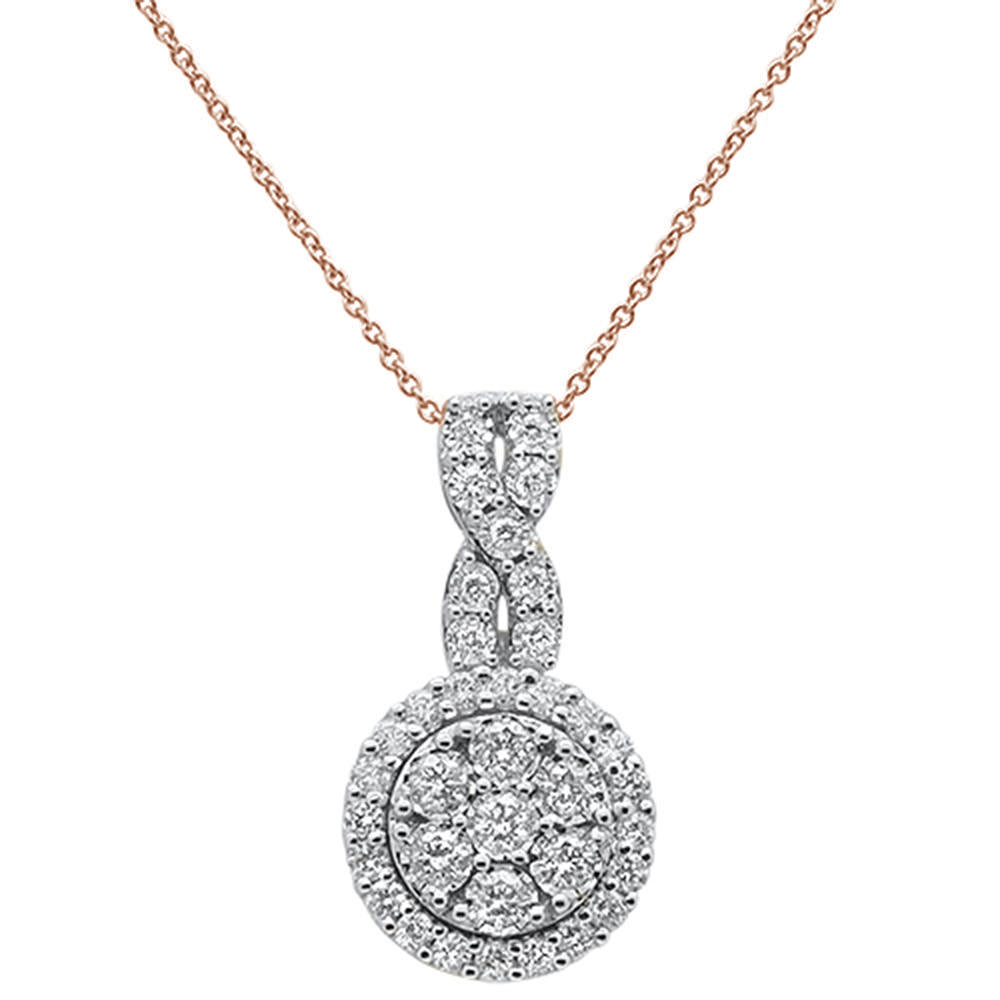 DIAMOND CLOSEOUT! .97ct 14k Rose Gold Diamond Round Pendant Necklace 18" Long