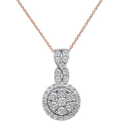 DIAMOND CLOSEOUT! .97ct 14k Rose Gold Diamond Round Pendant Necklace 18" Long