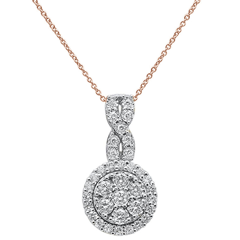 DIAMOND CLOSEOUT! .97ct 14k Rose Gold Diamond Round Pendant Necklace 18" Long