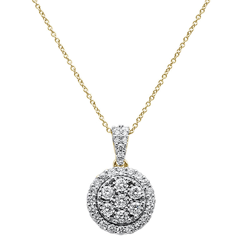 DIAMOND CLOSEOUT!  1.04cts 14k Yellow Gold Round Diamond Pendant Necklace 18" Long