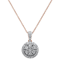 DIAMOND CLOSEOUT! 1.04cts 14k Rose Gold Round Diamond Pendant Necklace 18" Long