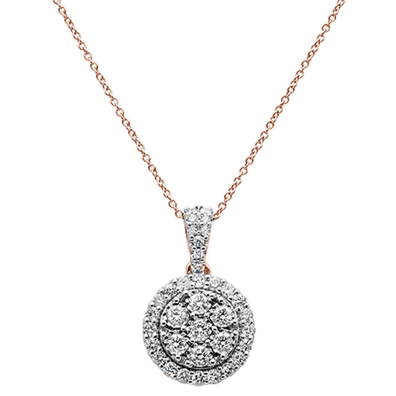 DIAMOND CLOSEOUT! 1.04cts 14k Rose Gold Round Diamond Pendant Necklace 18" Long