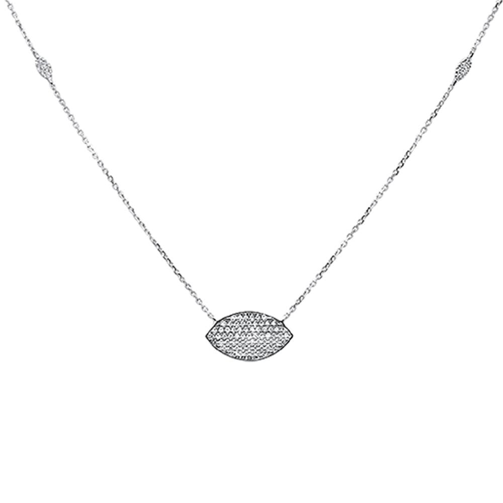 DIAMOND CLOSEOUT!  .24ct 14k White Gold Diamond Evil Eye Hamsah Protect Pendant Necklace 18"