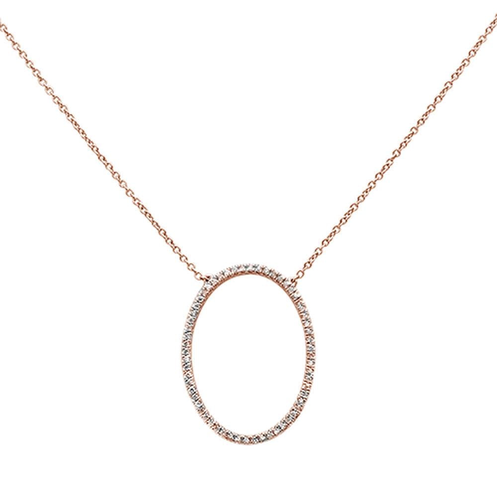 DIAMOND CLOSEOUT! .17ct 14k Oval Modern Rose Gold Diamond Pendant Necklace 18"