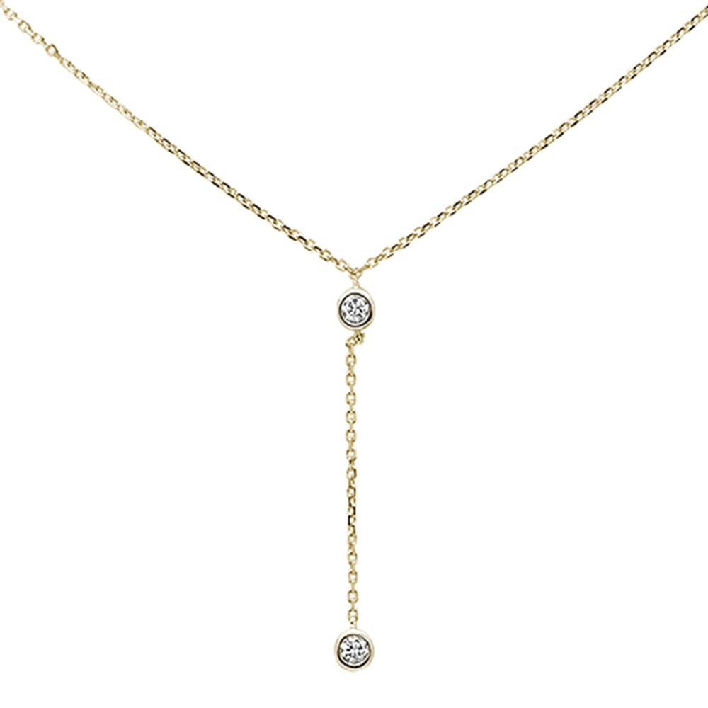 DIAMOND CLOSEOUT!  .13ct 14k Yellow Gold Diamond Lariat Drop Pendant Necklace 18" Long
