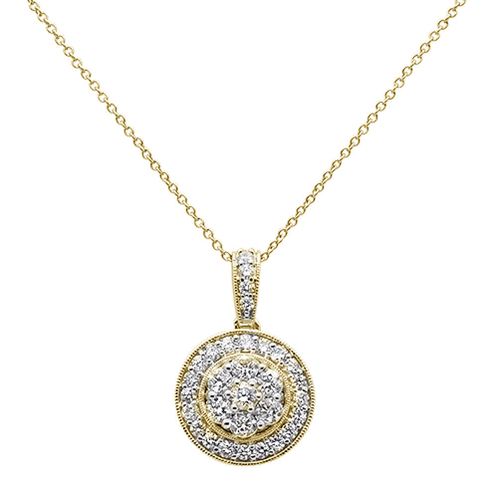DIAMOND CLOSEOUT!  1.02ct 14k Yellow Gold Diamond Round Pendant Necklace 18" Long