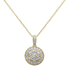 DIAMOND CLOSEOUT!  1.02ct 14k Yellow Gold Diamond Round Pendant Necklace 18" Long