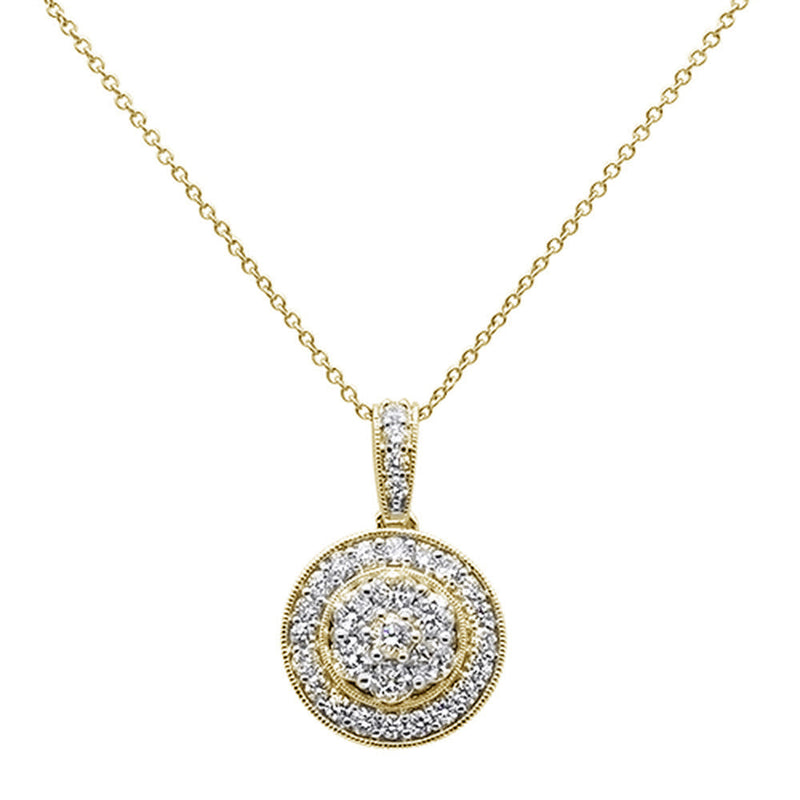 DIAMOND CLOSEOUT!  1.02ct 14k Yellow Gold Diamond Round Pendant Necklace 18" Long