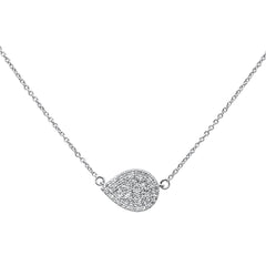 DIAMOND CLOSEOUT! .2ct 14k White Gold Diamond Pendant Sideways Tear Drop Layer Necklace 18"