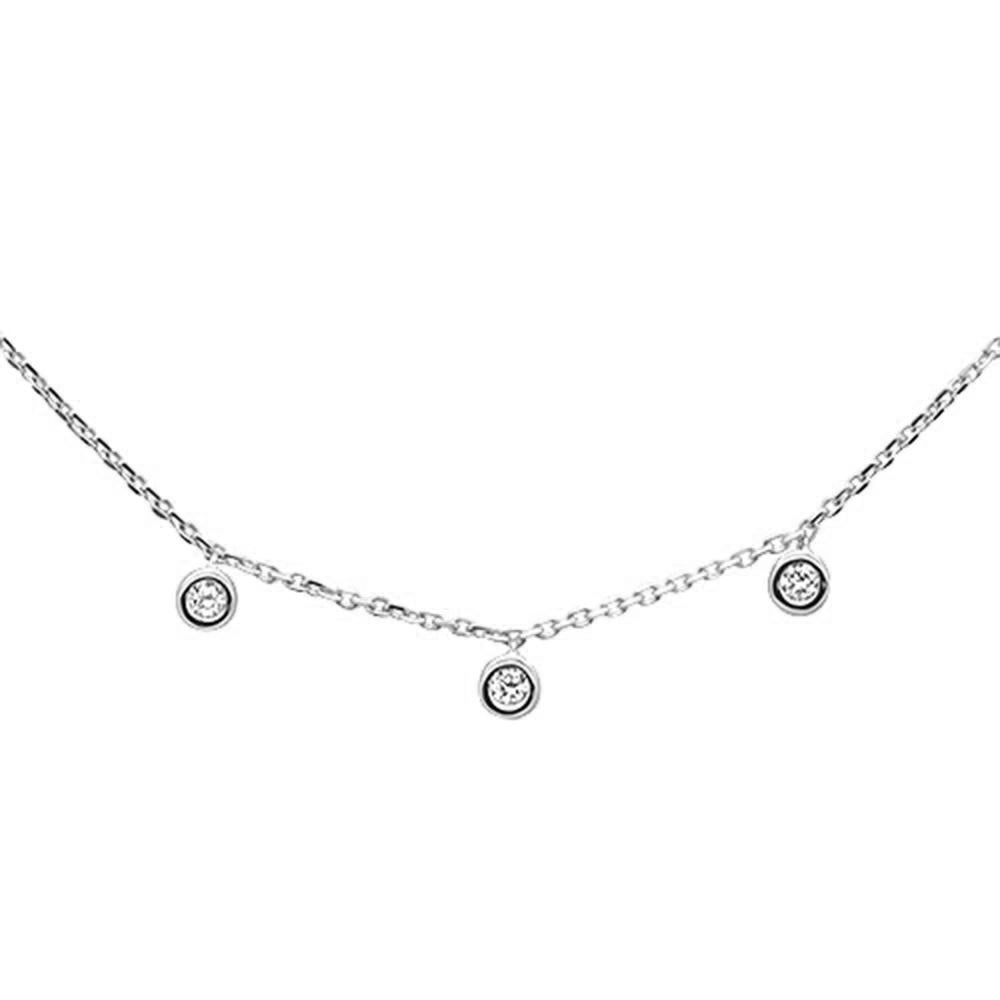 DIAMOND  CLOSEOUT!  .07ct 14k White Gold Diamond Station Bezel Necklace 18"