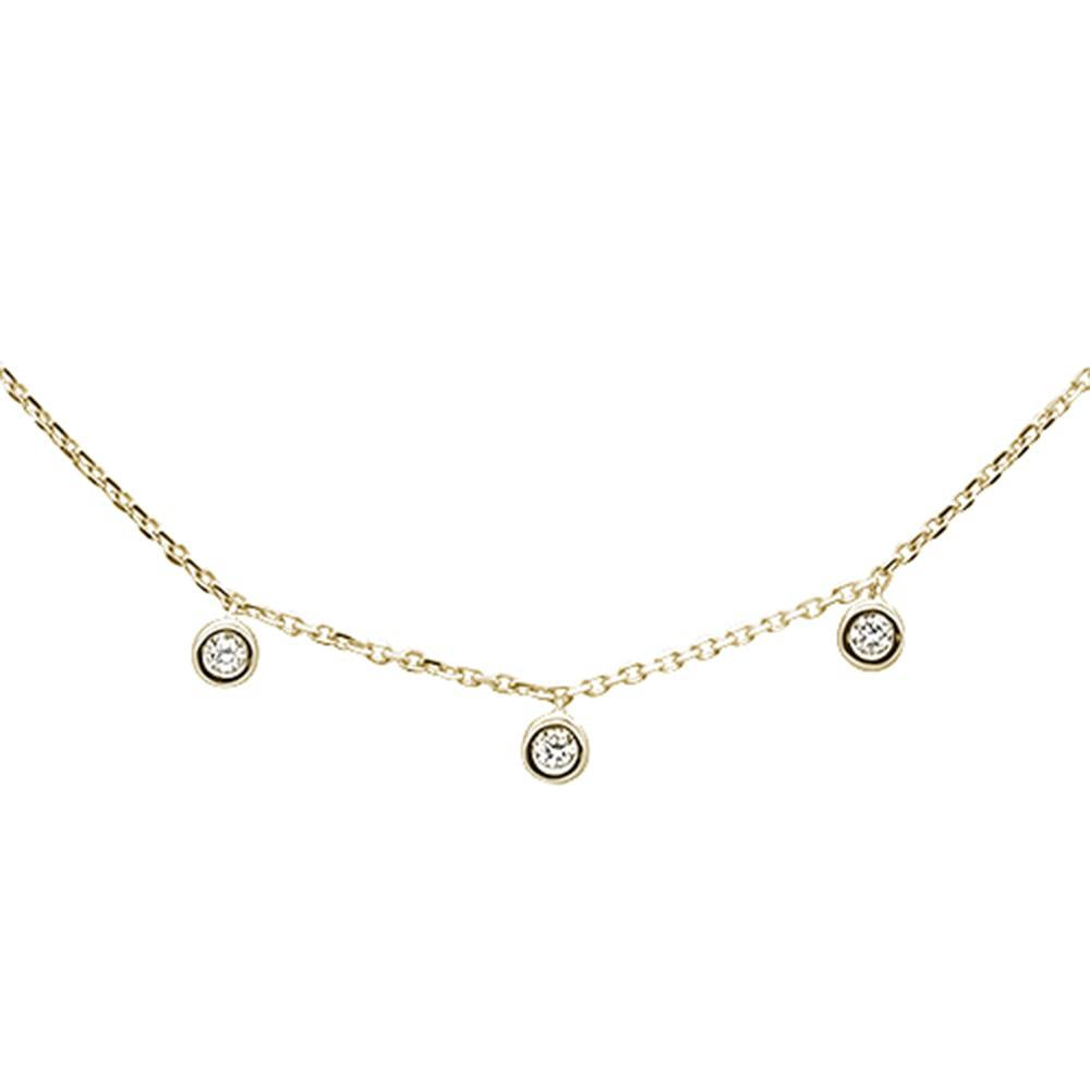 DIAMOND CLOSEOUT! .07ct 14k Yellow Gold Diamond Station Bezel Necklace 18"