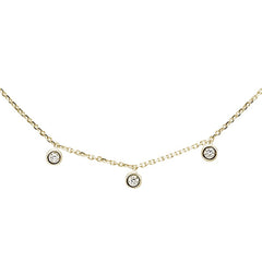 DIAMOND CLOSEOUT! .07ct 14k Yellow Gold Diamond Station Bezel Necklace 18"