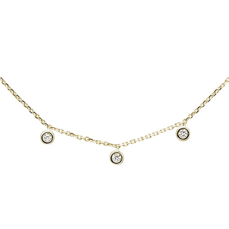 DIAMOND CLOSEOUT! .07ct 14k Yellow Gold Diamond Station Bezel Necklace 18"