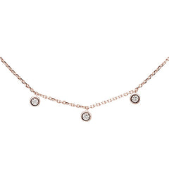 DIAMOND CLOSEOUT! .07ct 14k Rose Gold Diamond Station Bezel Necklace 18"