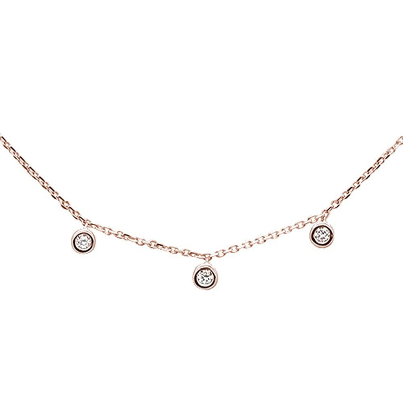 DIAMOND CLOSEOUT! .07ct 14k Rose Gold Diamond Station Bezel Necklace 18"