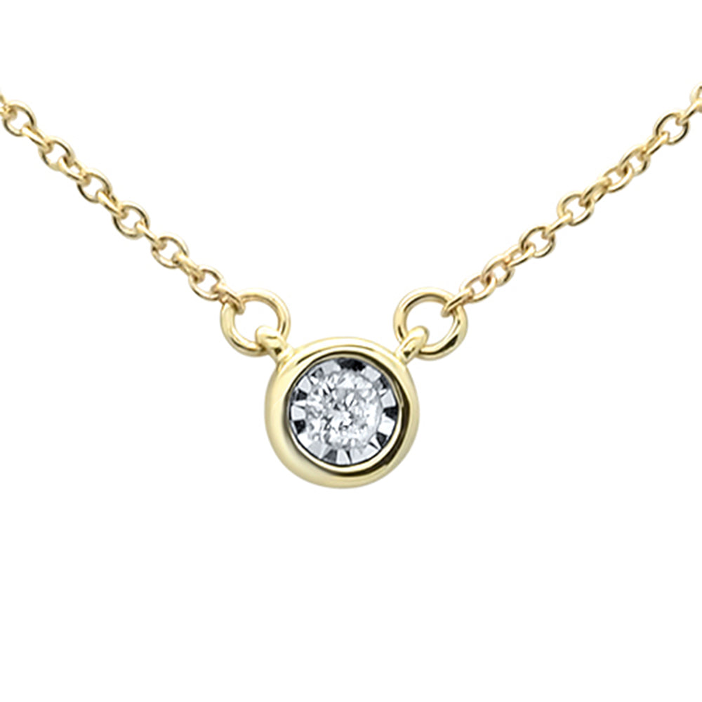DIAMOND CLOSEOUT!  .04ct 14KT Yellow Gold Round Diamond Solitaire Pendant Necklace 18"