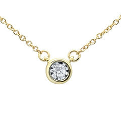 DIAMOND CLOSEOUT!  .04ct 14KT Yellow Gold Round Diamond Solitaire Pendant Necklace 18"