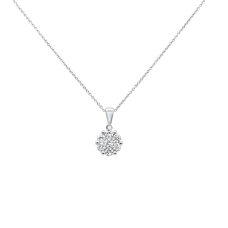 DIAMOND CLOSEOUT! .26cts 14k White gold Round Diamond Solitaire Pendant Necklace 18" Long
