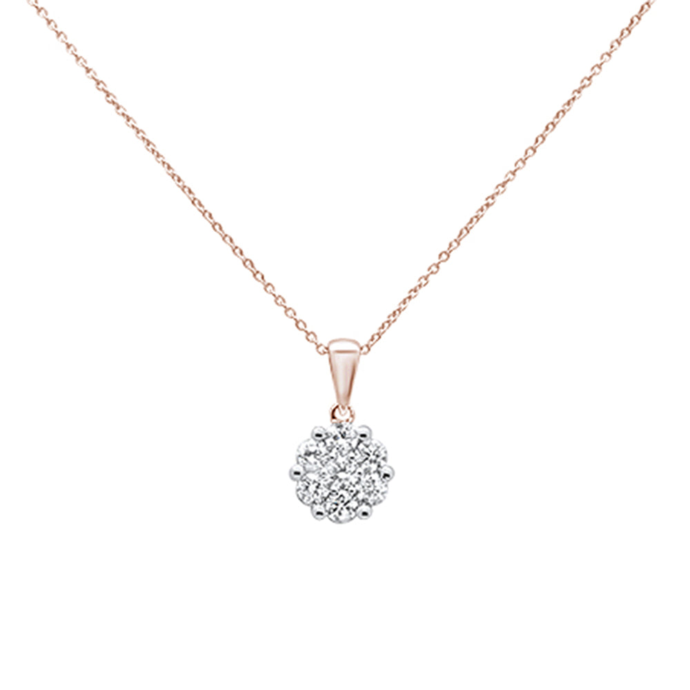 DIAMOND CLOSEOUT! .5cts 14k Rose Gold Round Diamond Cluster Pendant Necklace 18" LongDIAMOND CLOSEOUT!