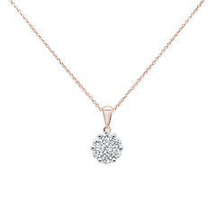 DIAMOND CLOSEOUT! .5cts 14k Rose Gold Round Diamond Cluster Pendant Necklace 18" LongDIAMOND CLOSEOUT!