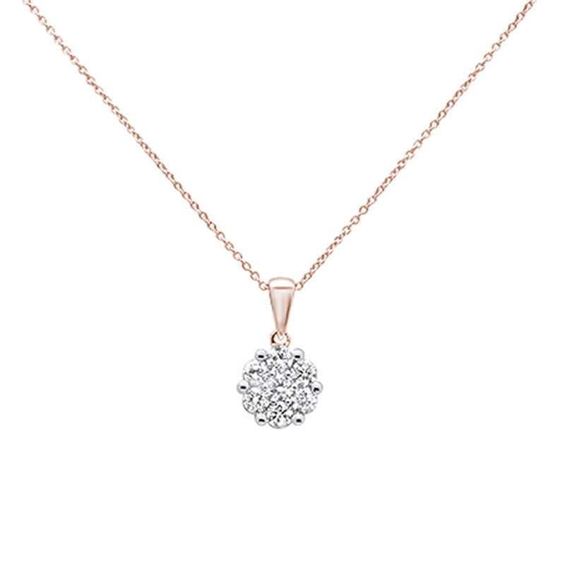 DIAMOND CLOSEOUT! .5cts 14k Rose Gold Round Diamond Cluster Pendant Necklace 18" LongDIAMOND CLOSEOUT!