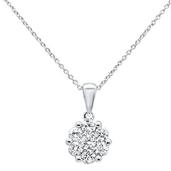 DIAMOND CLOSEOUT! .76cts 14k White gold Round Diamond Cluster Pendant Necklace 18" Long