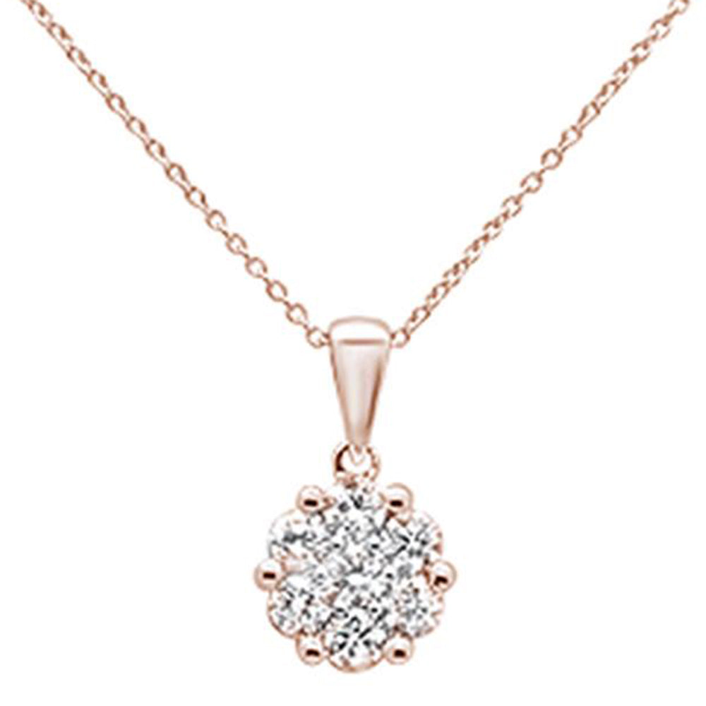 DIAMOND  CLOSEOUT! 72ct 14k Rose Gold Round Diamond Cluster Pendant Necklace 18" Long