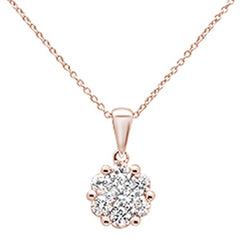 DIAMOND  CLOSEOUT! 72ct 14k Rose Gold Round Diamond Cluster Pendant Necklace 18" Long
