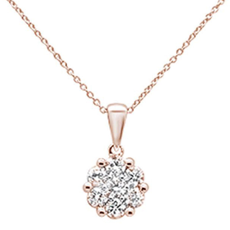 DIAMOND  CLOSEOUT! 72ct 14k Rose Gold Round Diamond Cluster Pendant Necklace 18" Long