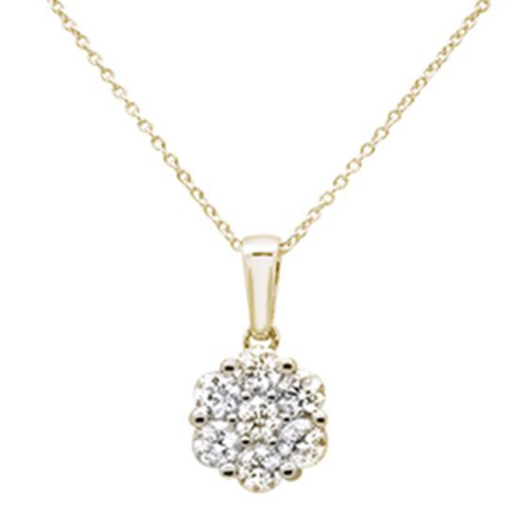 DIAMOND CLOSEOUT! 1.03ct 14k Yellow Gold Diamond Cluster Pendant Necklace 18" Long
