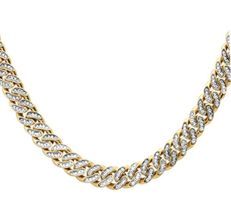 DIAMOND CLOSEOUT!  5mm 1.80ct G SI 14k Yellow Gold Diamond Round Cuban Necklace 22"
