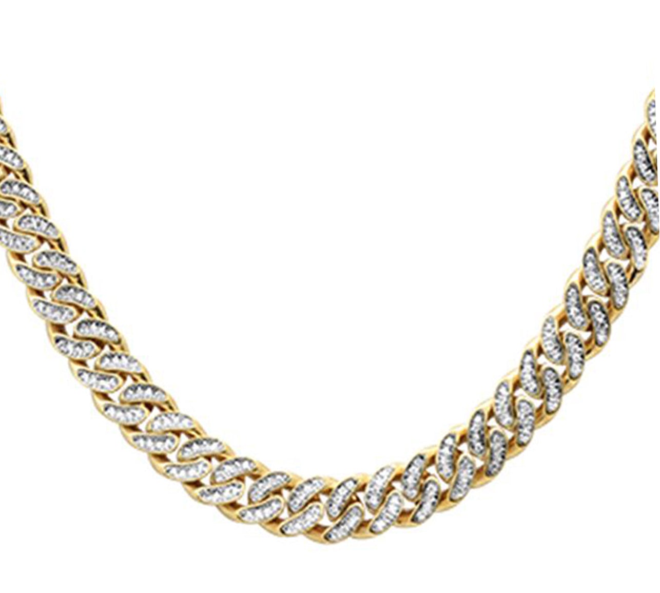 SPECIAL! 4mm 2.02ct 14k Yellow Gold Diamond Round Cuban Necklace 22"