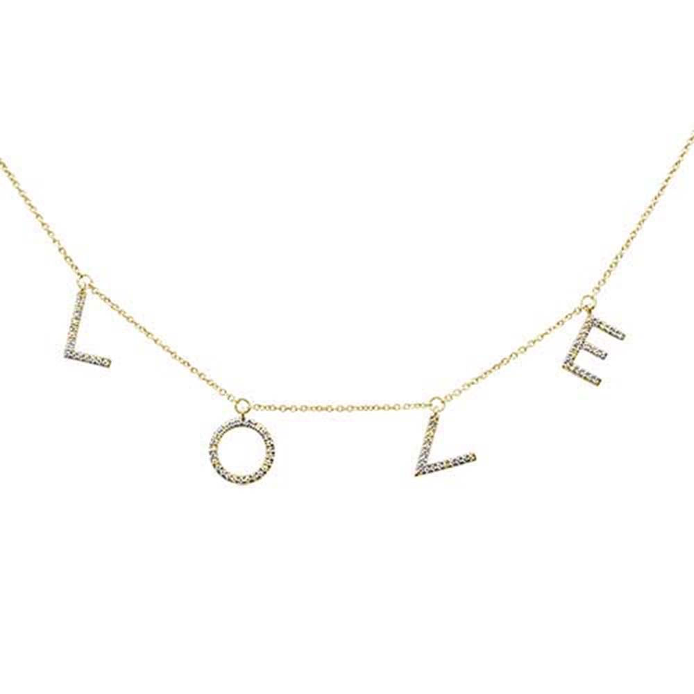 DIAMOND CLOSEOUT!  .18ct 14kt Yellow Gold "LOVE" Diamond Charm Heart Pendant Necklace 16"+2" Ext