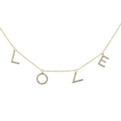 DIAMOND CLOSEOUT!  .18ct 14kt Yellow Gold "LOVE" Diamond Charm Heart Pendant Necklace 16"+2" Ext