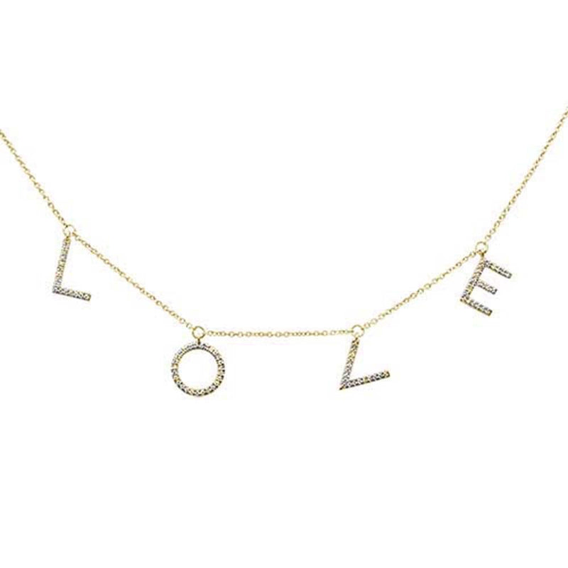 DIAMOND CLOSEOUT!  .18ct 14kt Yellow Gold "LOVE" Diamond Charm Heart Pendant Necklace 16"+2" Ext
