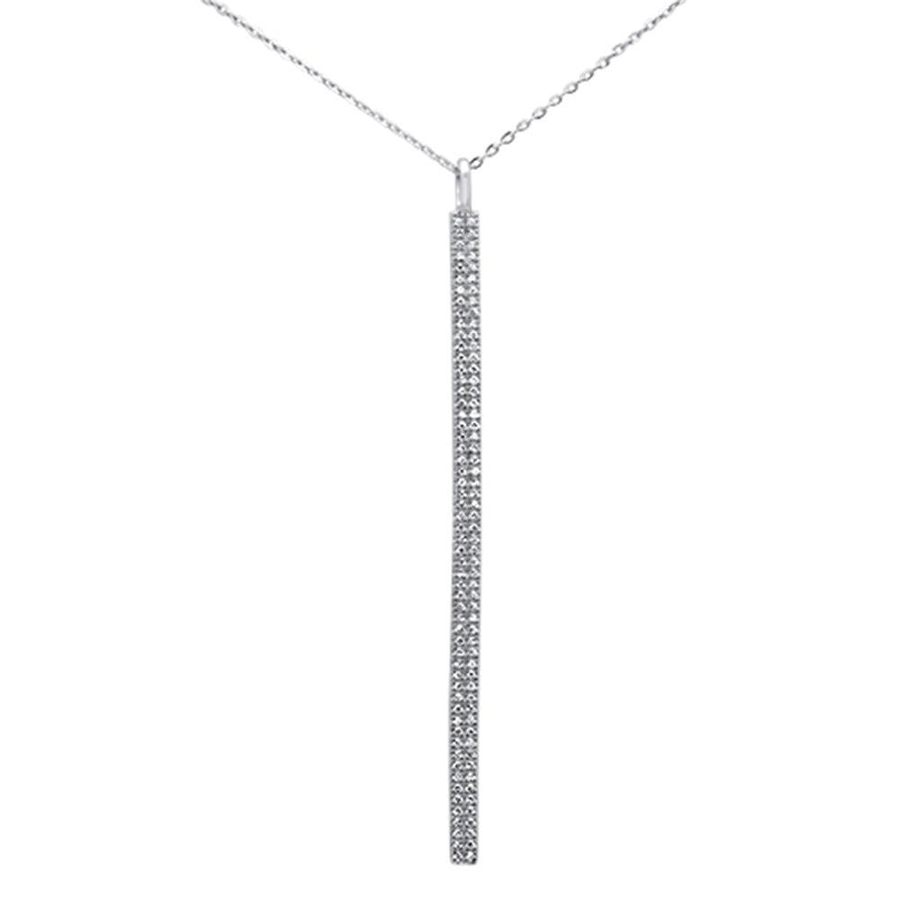 DIAMOND CLOSEOUT!  .23ct 14kt White Gold Diamond Vertical Bar Drop Pendant Necklace 16"+2" Ext