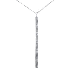 DIAMOND CLOSEOUT!  .23ct 14kt White Gold Diamond Vertical Bar Drop Pendant Necklace 16"+2" Ext