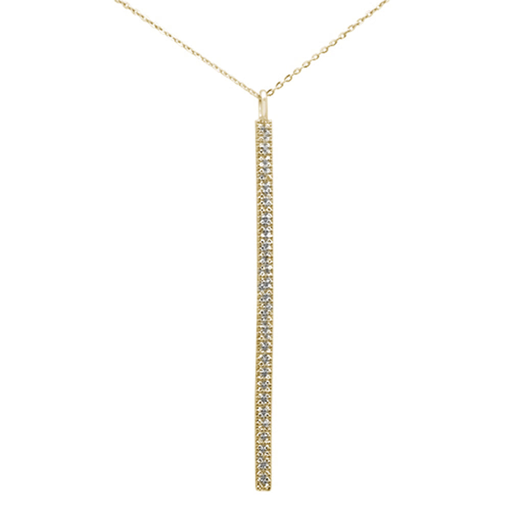 DIAMOND CLOSEOUT!  .22ct 14kt Yellow Gold Diamond Vertical Bar Drop Pendant Necklace 16"+2"
