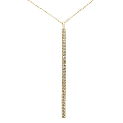 DIAMOND CLOSEOUT!  .22ct 14kt Yellow Gold Diamond Vertical Bar Drop Pendant Necklace 16"+2"