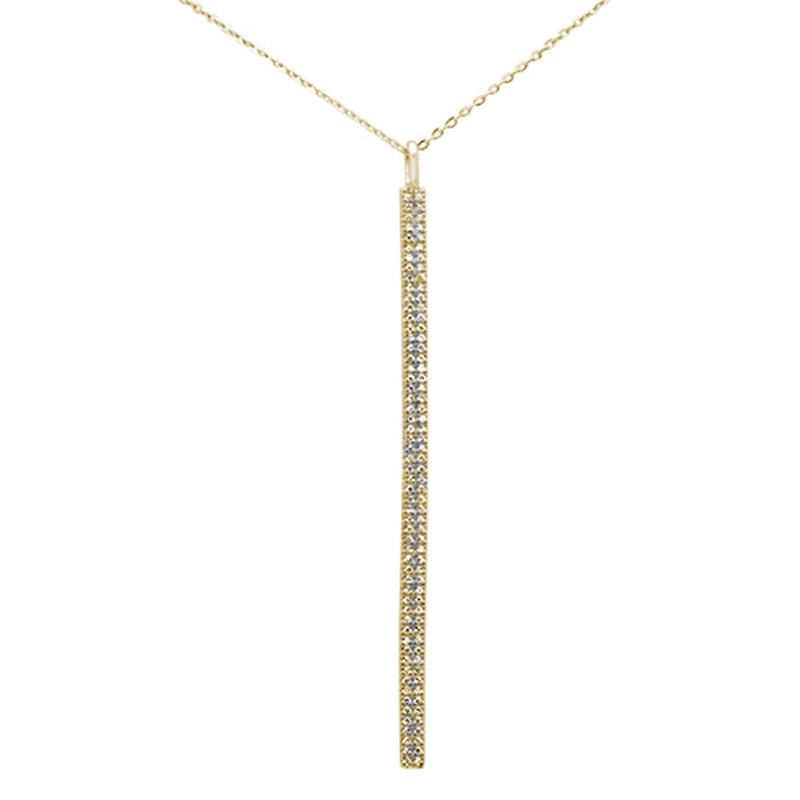 DIAMOND CLOSEOUT!  .22ct 14kt Yellow Gold Diamond Vertical Bar Drop Pendant Necklace 16"+2"